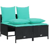 vidaXL 4-delige tuinbankset met kussens, zwart polyrotan