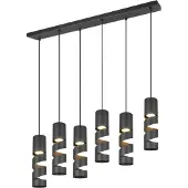 TRIO Hanglamp Stream, dimbaar, zwart, Woon-/ Eetkamer, metaal, Modern, hanglamp