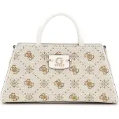 GUESS handtas schoudertas Neda Girlfriend Satchel Cream White Logo crème