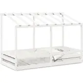 vidaXL Kinderbed met bedhuis 90x200 cm massief grenenhout wit