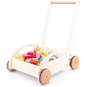 New Classic Toys Loopwagen - - 34 houten blokken - Wit - Unisex - 12 maanden en ouder