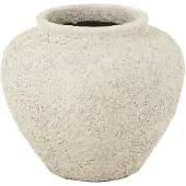 J-Line Bloempot Antiek Rond Cement Wit