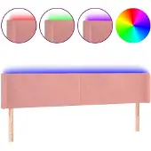 vidaXL Hoofdbord LED 203x16x78/88 cm fluweel roze