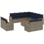 vidaXL 12-delige tuinbankset met kussens, grijs polyrotan