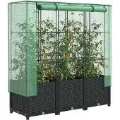 vidaXL Plantenbak verhoogd met kashoes 120x40x138 cm rattanlook