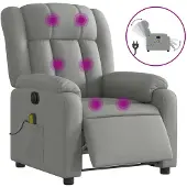 vidaXL Massagestoel elektrisch verstelbaar stof lichtgrijs