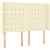 vidaXL Hoofdbord met randen 147x16x118/128 cm kunstleer crèmekleurig