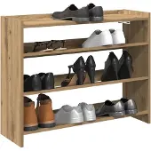 vidaXL - Schoenenrek - 80x25x62 - cm - bewerkt - hout - artisanaal - eikenkleur