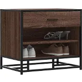 vidaXL Schoenenbank 60x40x53,5 cm bewerkt hout en metaal bruin eiken