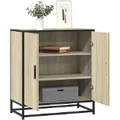 vidaXL Dressoir 68x35x76 cm bewerkt hout en metaal sonoma eikenkleur