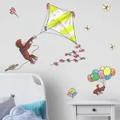RoomMates Muurstickers Curious George Kite - - Wall_stickers - Bruin; Geel - Vinyl
