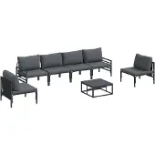 vidaXL Tuinset met 7 zitplaatsen, zwart, staal