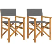 vidaXL Regisseursstoelen inklapbaar 2 st massief teakhout grijs