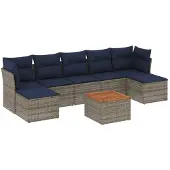 vidaXL 8-delige loungeset voor de tuin met kussens, grijs, kunststof vlechtwerk