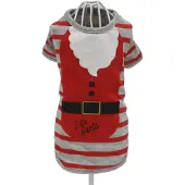 Croci t-shirt hond little santa gestreept grijs/rood 30 cm