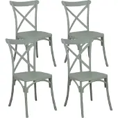 Oviala - Set van 4 saliegroene plastic terrasstoelen - Dublin