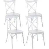 Oviala - Set van 4 witte kunststof terrasstoelen - Dublin