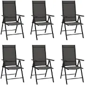 vidaXL Tuinstoelen 6 st inklapbaar textileen zwart