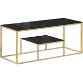 vidaXL Salontafel, goudkleurig roestvrij staal en gehard glas