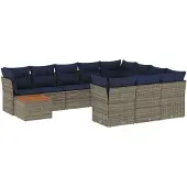 vidaXL 13-delige tuinbankset met kussens, grijs polyrotan