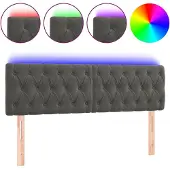 vidaXL Hoofdbord LED 160x7x78/88 cm fluweel donkergrijs