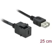 DeLOCK USB-C Keystone module - USB-A (v) | USB2.0 | zwart | 0,25 meter