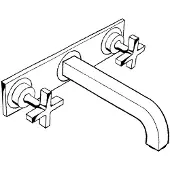 Axor Citterio kleurset voor 3 gats wandkraan met kruisgreep en plaat 22cm