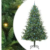 vidaXL Kunstmatige voorverlichte kerstboom met ballenset Groen 240 cm