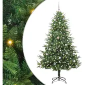 vidaXL Kunstmatige voorverlichte kerstboom met ballenset Groen 240 cm