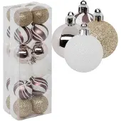 Atmosphera kerstballen 24x - champagne/roze/wit/goud -4 cm -kunststof