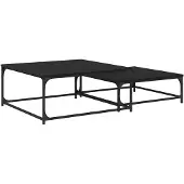 vidaXL Salontafel, 2 stuks, zwart, eikenlook, 80 x 80 x 35 cm