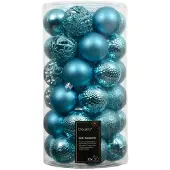 Décoris Kerstballen kunststof d6 cm blauw 37 st