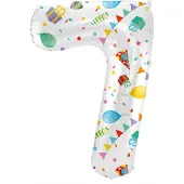 Folat - Folieballon Cijfer 7 Joyful Party - 86 cm