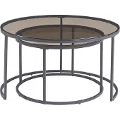 En.casa Salontafel set van 2 Kokkola rookglas grijs en zwart []