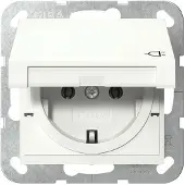 Gira SCHUKO-stopcontact, met klapdeksel, systeem 55, zuiverwit, glanzend, 1 stuk.