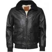 TOP GUN leren jas TG2023002 met lamsleren kraag