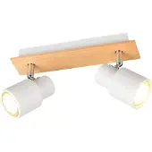 TRIO 2-lichts plafondlamp Pierre wit met hout
