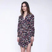 Smart & Joy Kort drape -effectjurk met bladafdruk