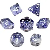 Chessex Poly 7 dobbelsteen set - Nebel, zwart/wit