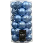 Décoris Kerstbal kunststof d6 cm sky blauw 37 st