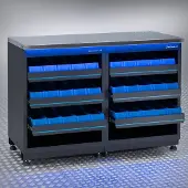 Datona Werkbank PREMIUM RVS werkblad met opbergbakken – 136 cm - Zwart