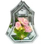 Robas Glazen decoratie met rozen en theelichtje