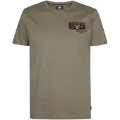 Petrol Industries Shirt olijfgroen / oranje / zwart