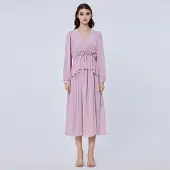 S&J Weekends Lange ruche chiffon jurk