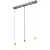 TRIO Nikkel hanglamp Molly 3-lichts wit glas