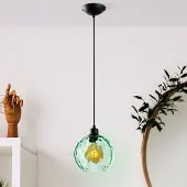 Opviq Glazen hanglamp Benek, dimbaar, groen, Woon-/ Eetkamer, Glas, Jong wonen, hanglamp