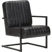 vidaXL Fauteuil echt leer zwart