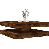 vidaXL Salontafel 360 graden draaibaar 90x90x34,5 cm gerookt eiken