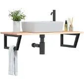 vidaXL Badkamer wandschap staal en massief eikenhout