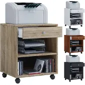 Hioshop Salda kommode , archiefkast op wielen, 2 planken en 1 ladewit.